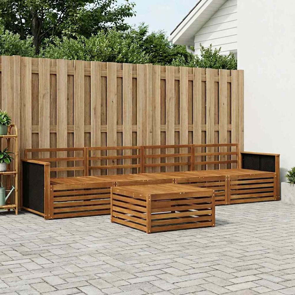 vidaXL Utomhussoffset 5 pcs Naturlig Massivt Akaciaträ