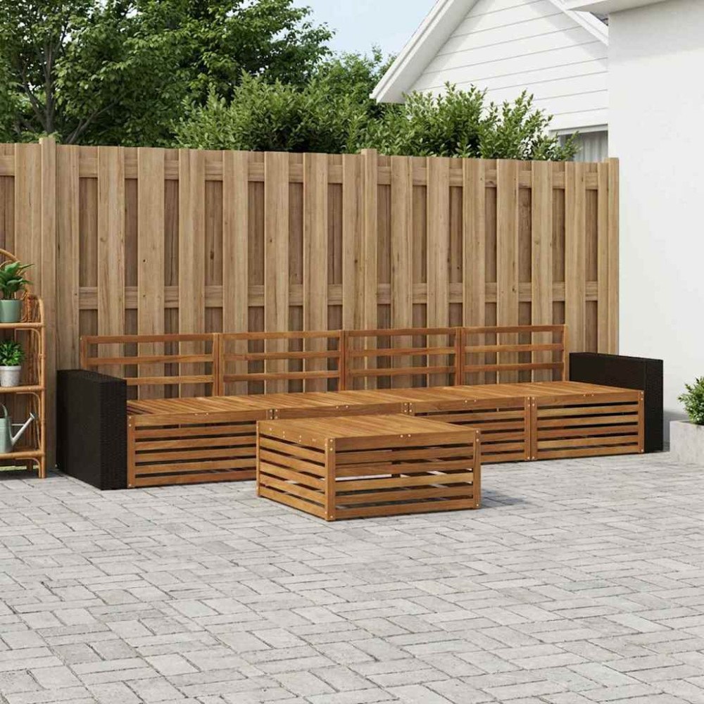 vidaXL Utomhussoffset 5 pcs Naturlig Massivt Akaciaträ