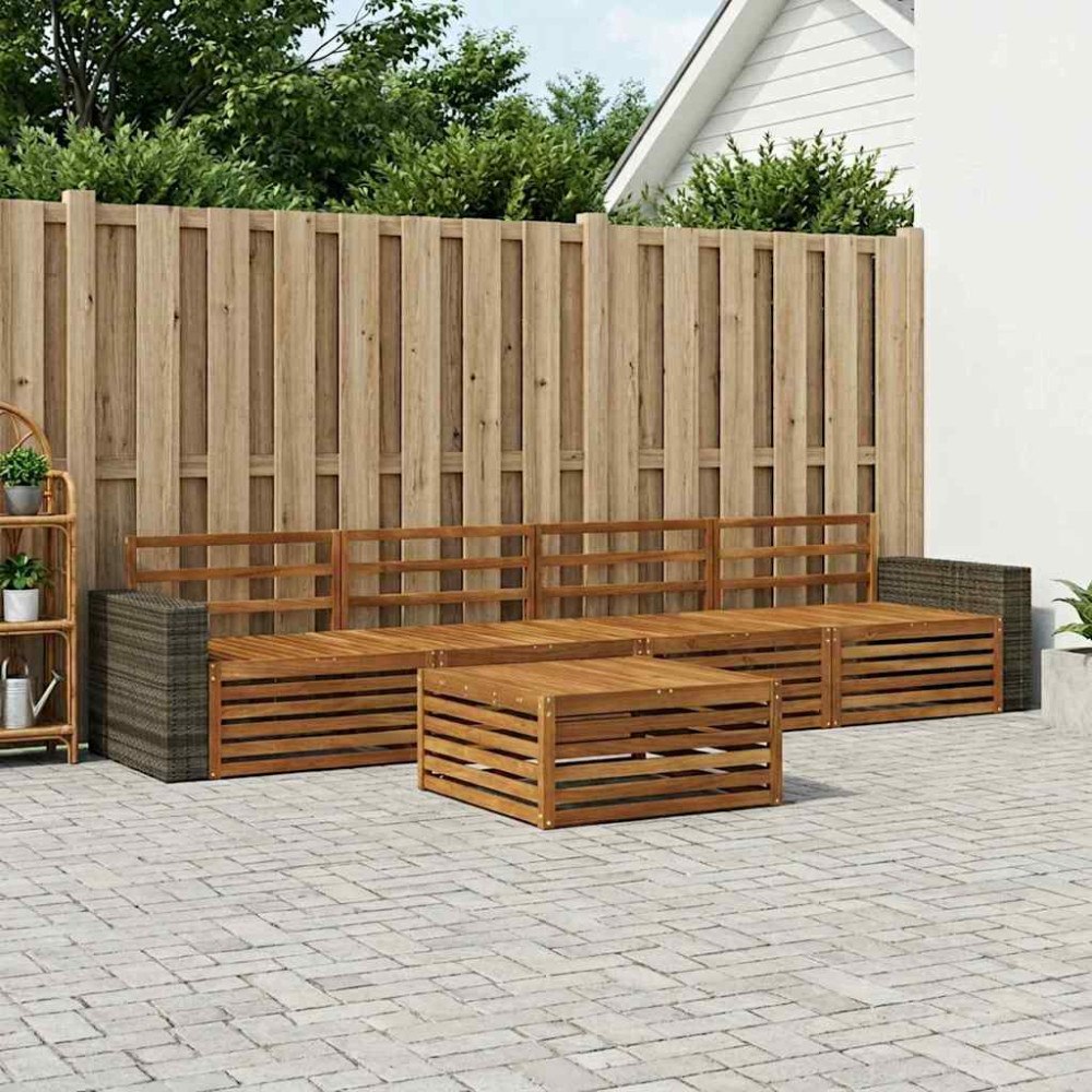 vidaXL Utomhussoffset 5 pcs Naturlig Massivt Akaciaträ