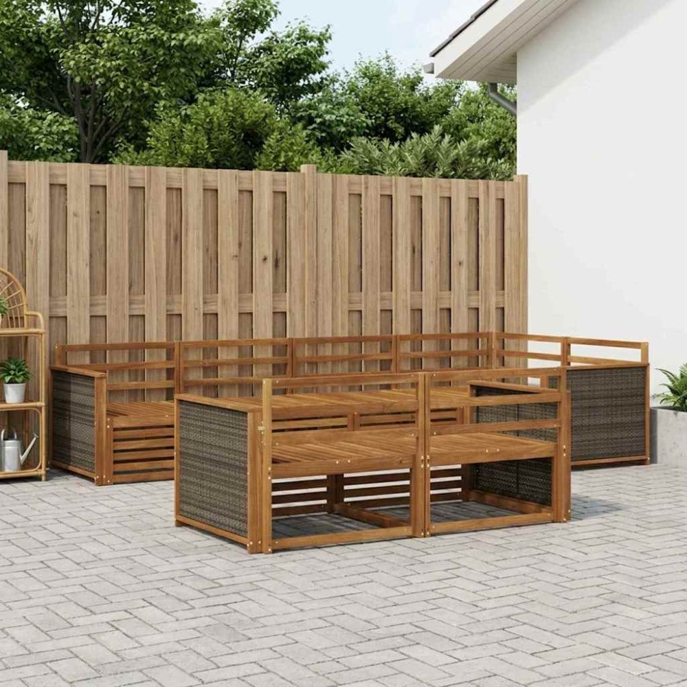 vidaXL Utomhussoffset 7 pcs Naturlig