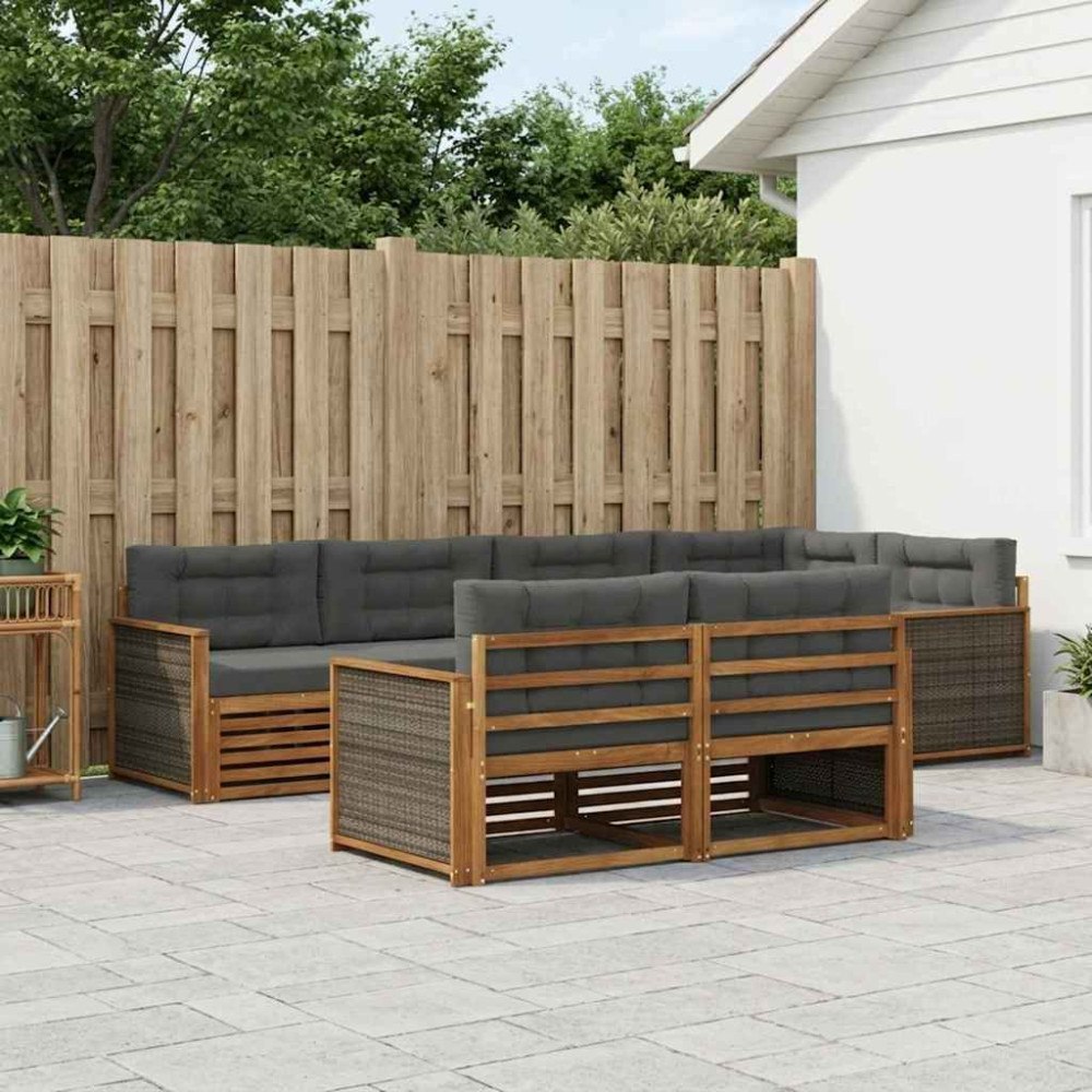 vidaXL Utomhussoffset med kudde 7 pcs Naturlig och Antracit
