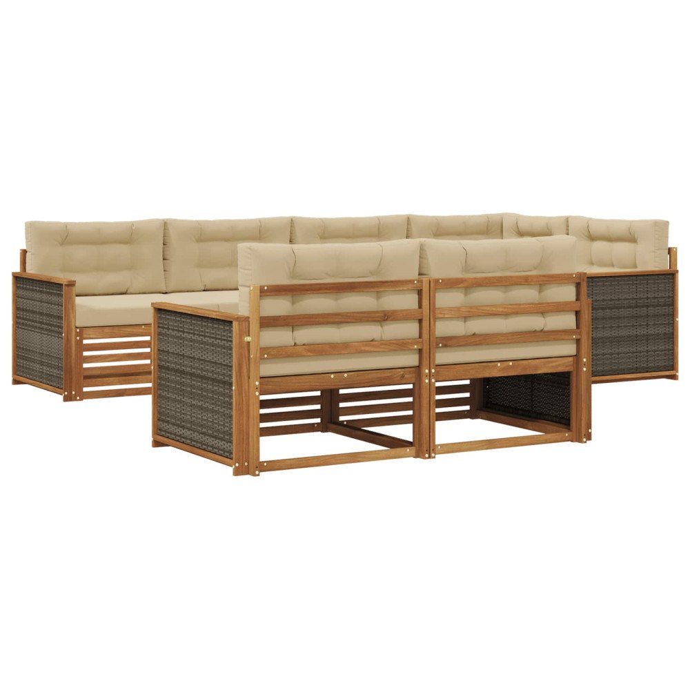 vidaXL Utomhussoffset med kudde 7 pcs Naturlig och Beige