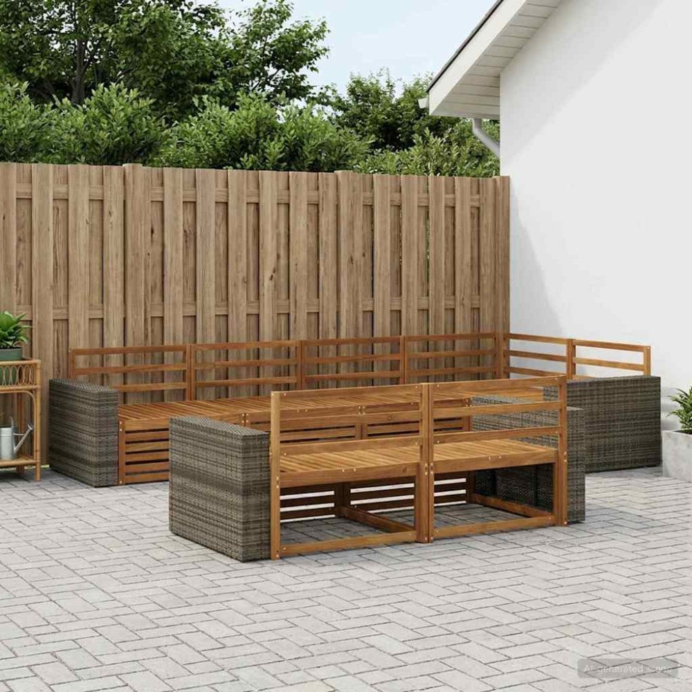 vidaXL Utomhussoffset 7 pcs Naturlig