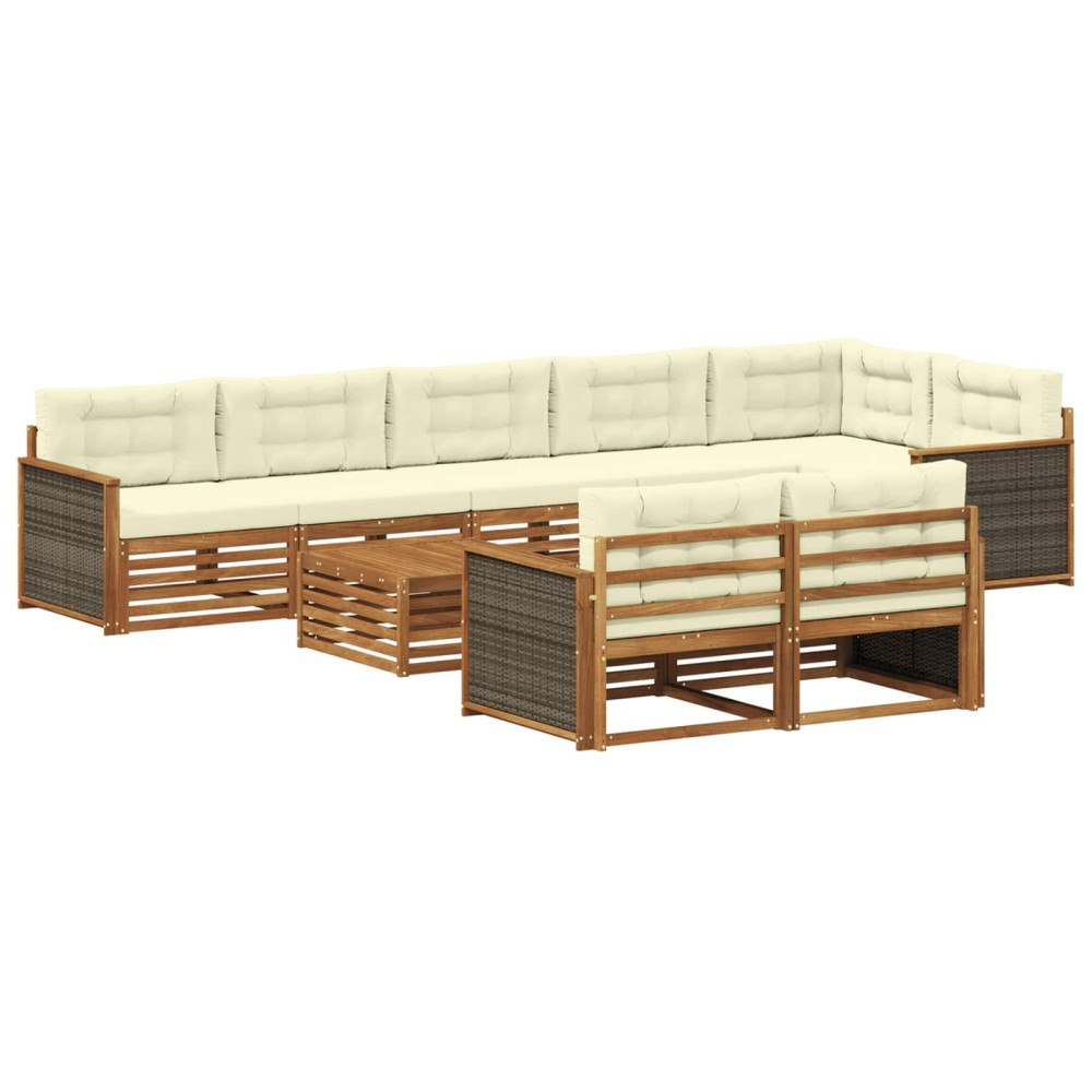 vidaXL Utomhussoffset med kudde 9 pcs