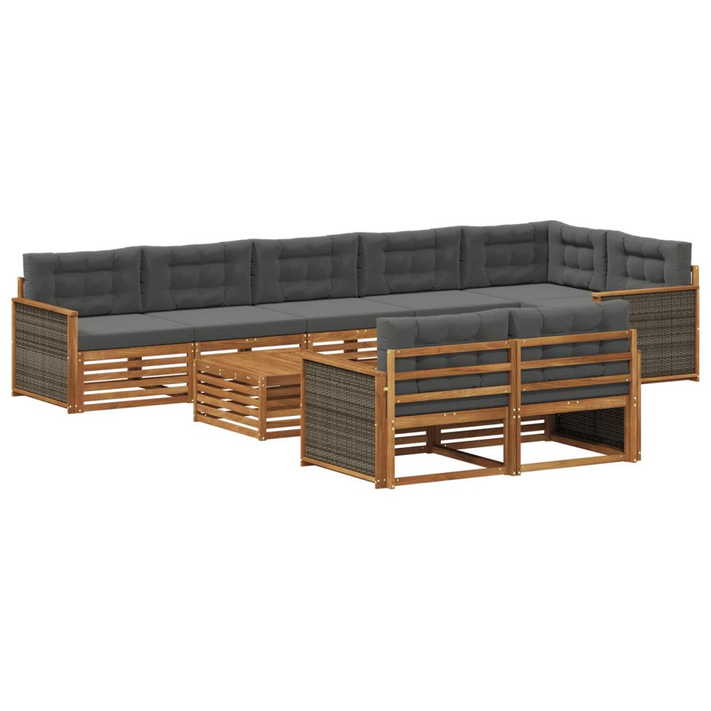 vidaXL Utomhussoffset med kudde 9 pcs