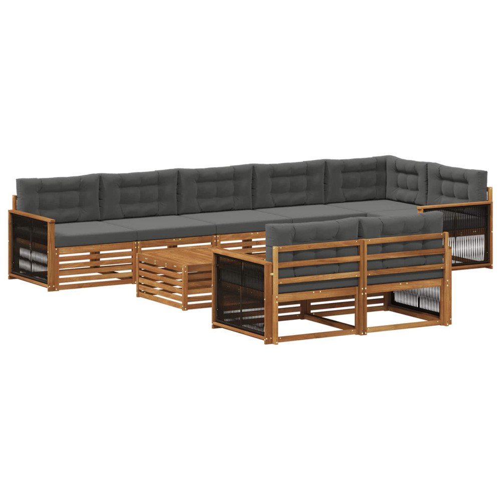 vidaXL Utomhussoffset med kudde 9 pcs
