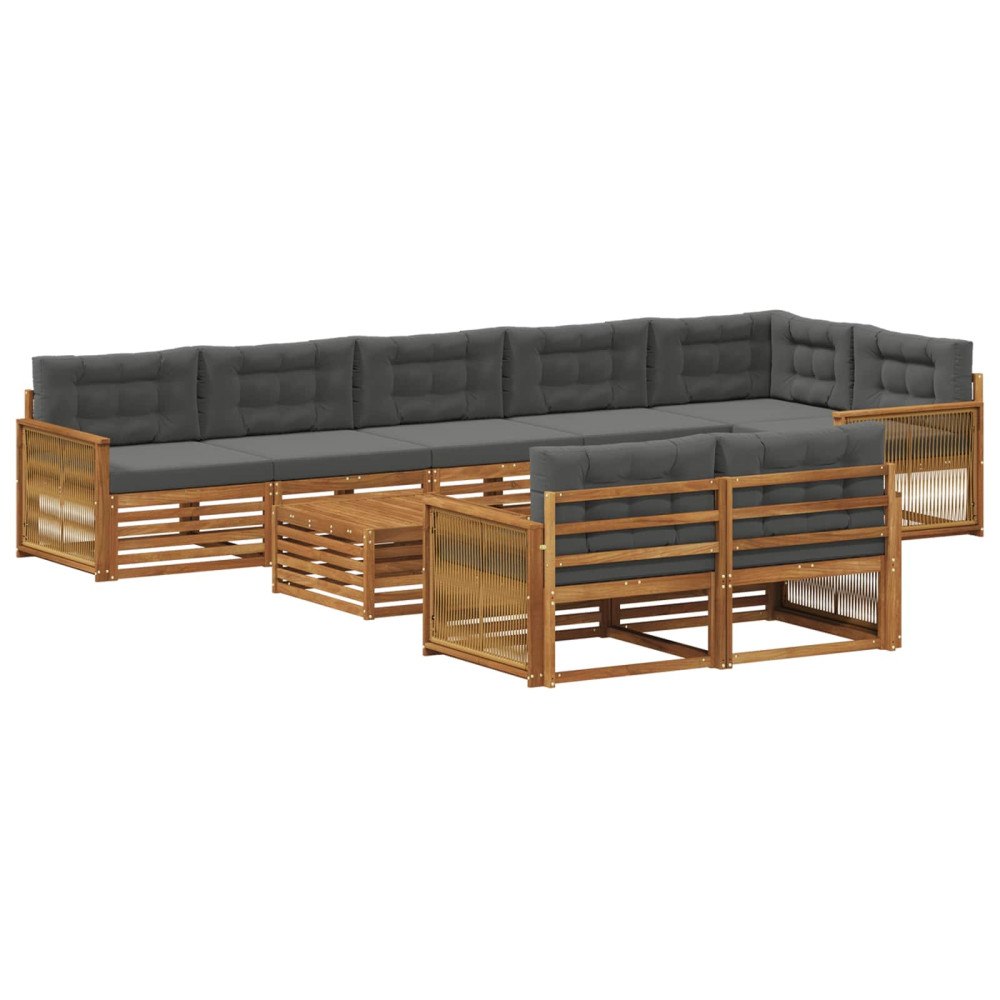 vidaXL Utomhussoffset med kudde 9 pcs