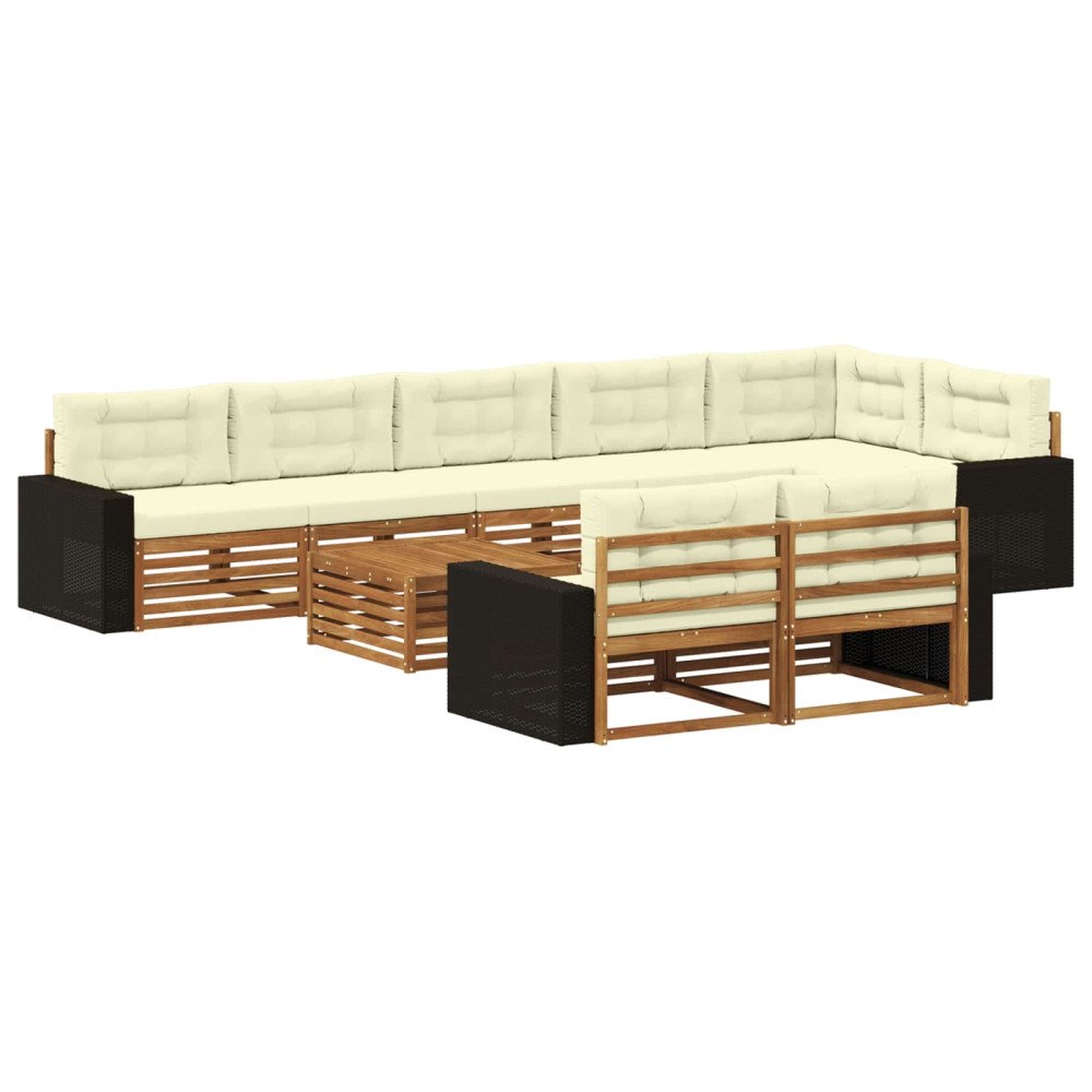 vidaXL Utomhussoffset med kudde 9 pcs