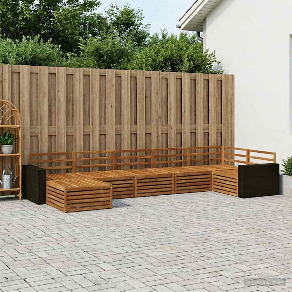 vidaXL Utomhussoffset 7 pcs Naturlig