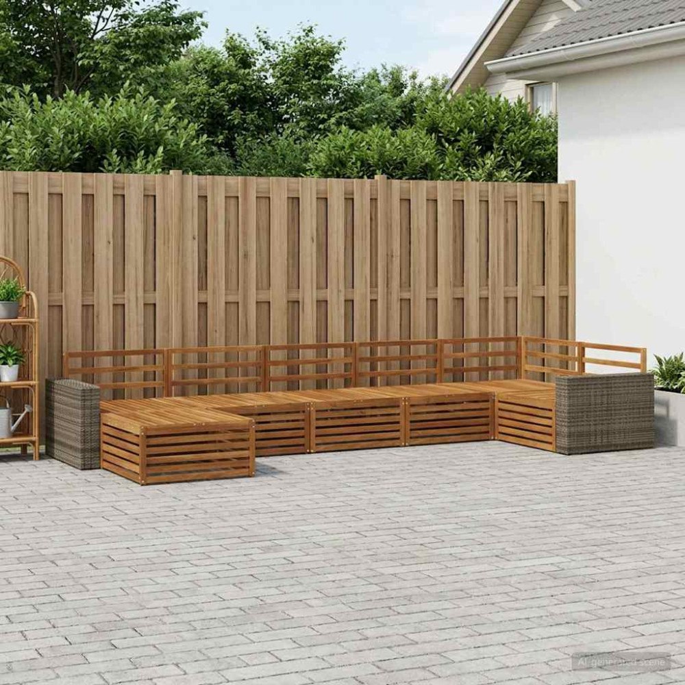 vidaXL Utomhussoffset 7 pcs Naturlig