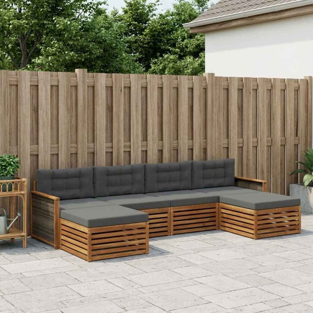vidaXL Soffgrupper med kudde 6 pcs Massivt Akaciaträ