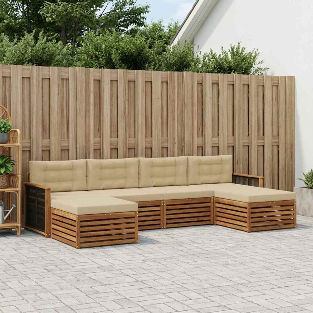 vidaXL Soffgrupper med kudde 6 pcs Massivt Akaciaträ