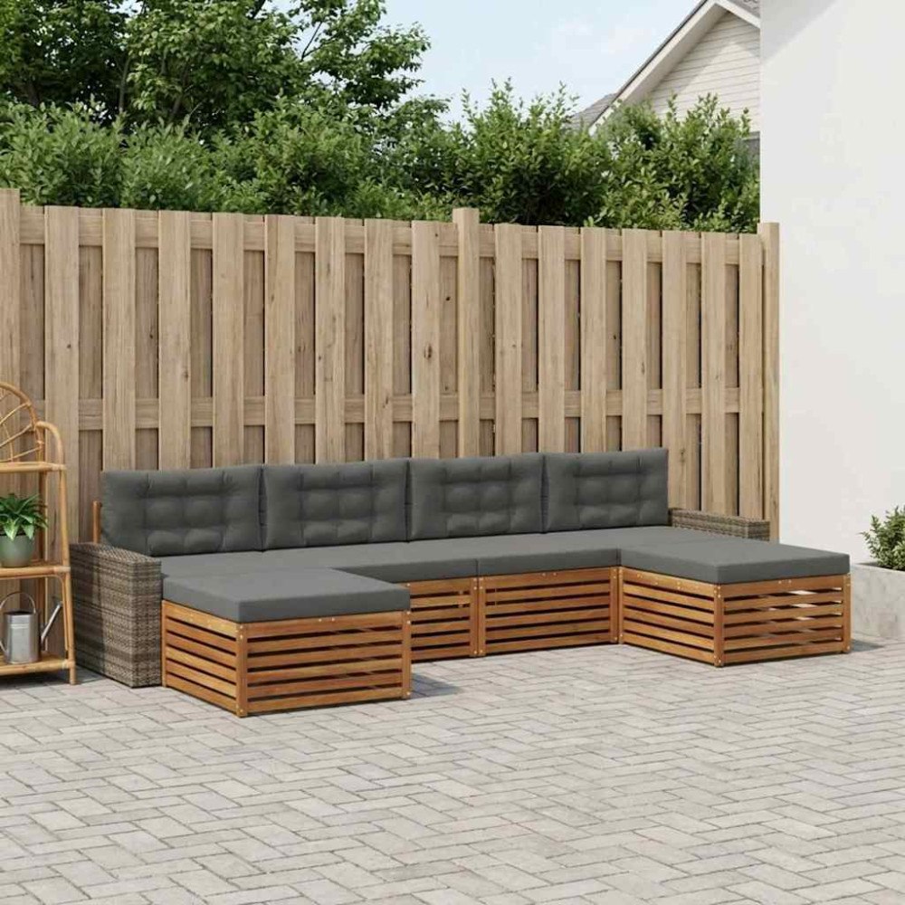 vidaXL Soffgrupper med kudde 6 pcs Massivt Akaciaträ