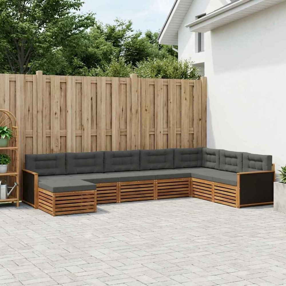 vidaXL Utomhussoffset med kudde 8 pcs Naturlig och Antracit