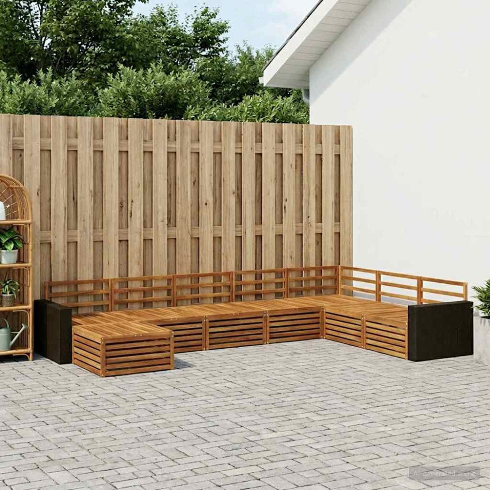 vidaXL Utomhussoffset 8 pcs Naturlig