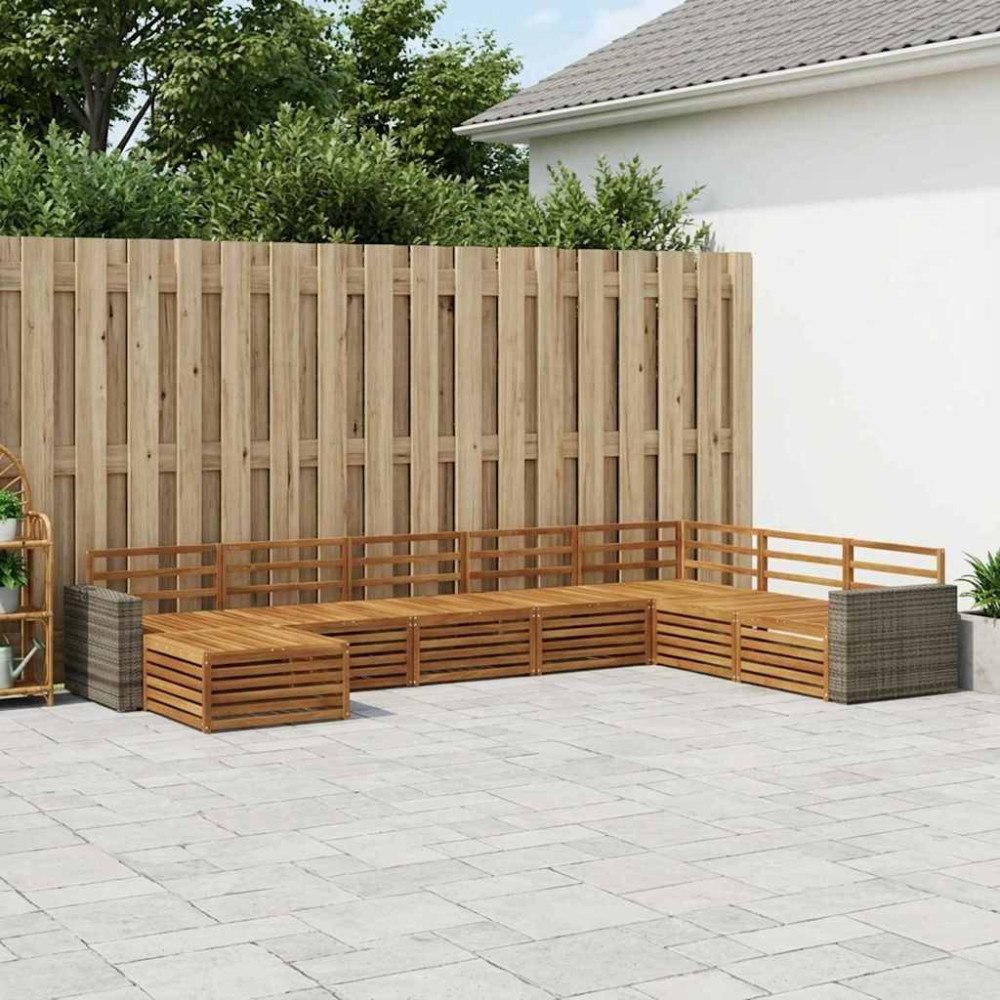 vidaXL Utomhussoffset 8 pcs Naturlig