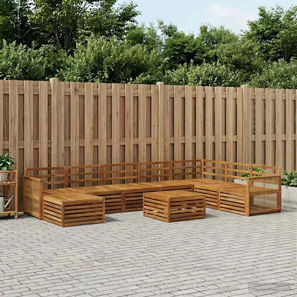 vidaXL Utomhussoffset 9 pcs Naturlig Massivt Akaciaträ