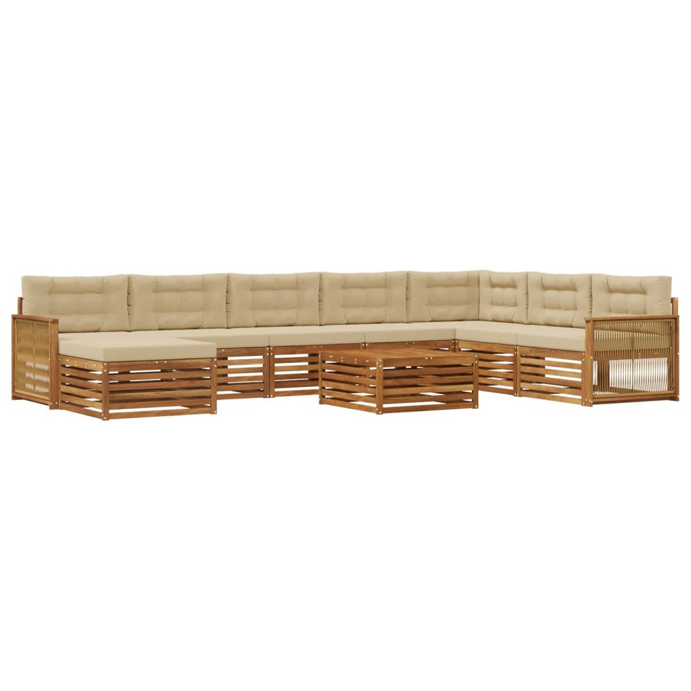 vidaXL Utomhussoffset 9 pcs Naturlig och Beige Massivt Akaciaträ