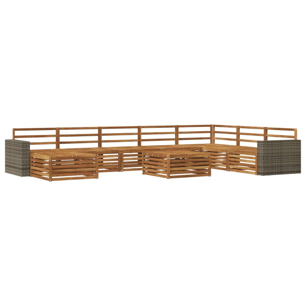 vidaXL Utomhussoffset 9 pcs Naturlig Massivt Akaciaträ