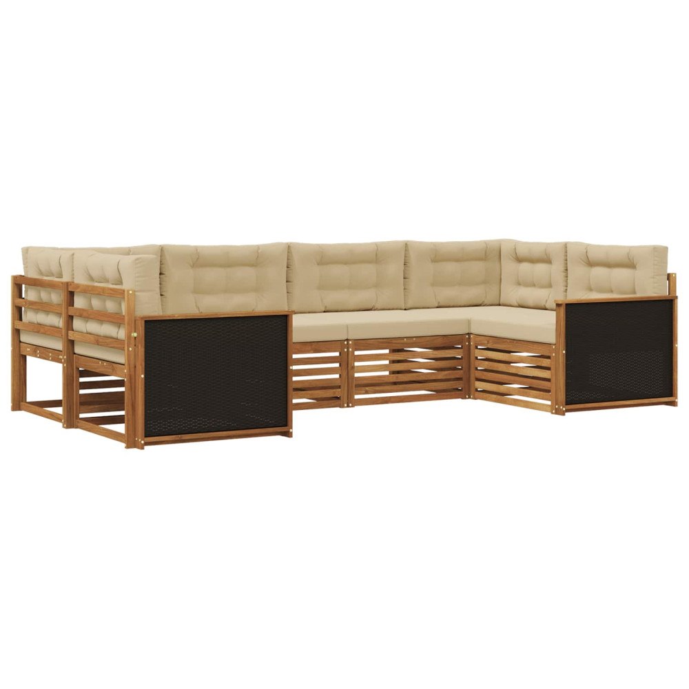 vidaXL Utomhussoffset med kudde 6 pcs Naturlig och Beige