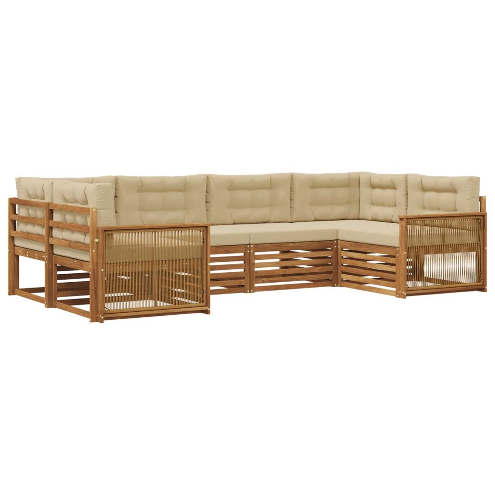 vidaXL Utomhussoffset med kudde 6 pcs Naturlig och Beige