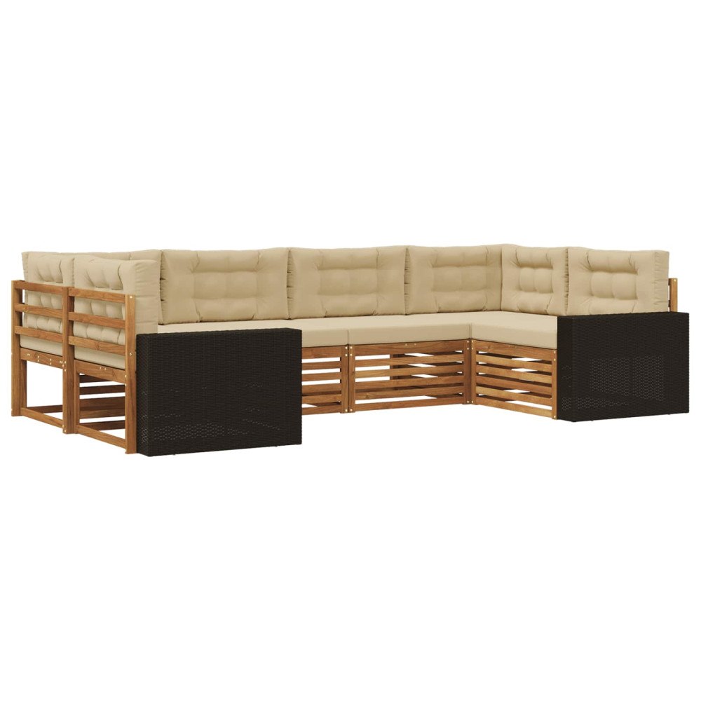 vidaXL Utomhussoffset med kudde 6 pcs Naturlig och Beige