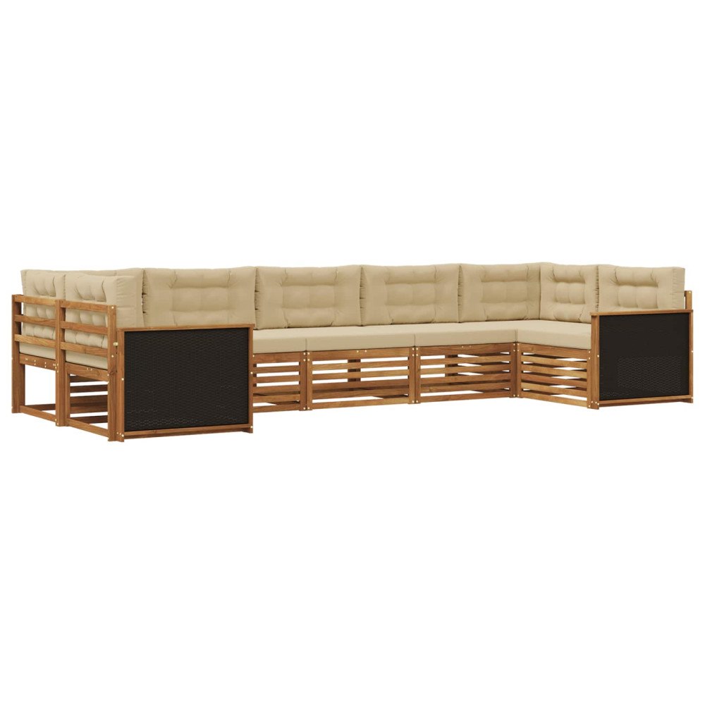 vidaXL Utomhussoffset med kudde 7 pcs Naturlig och Beige
