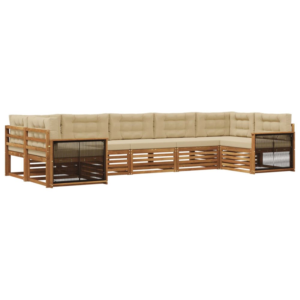 vidaXL Utomhussoffset med kudde 7 pcs Naturlig och Beige