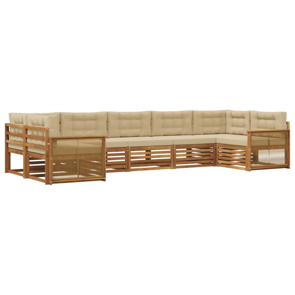 vidaXL Utomhussoffset med kudde 7 pcs Naturlig och Beige