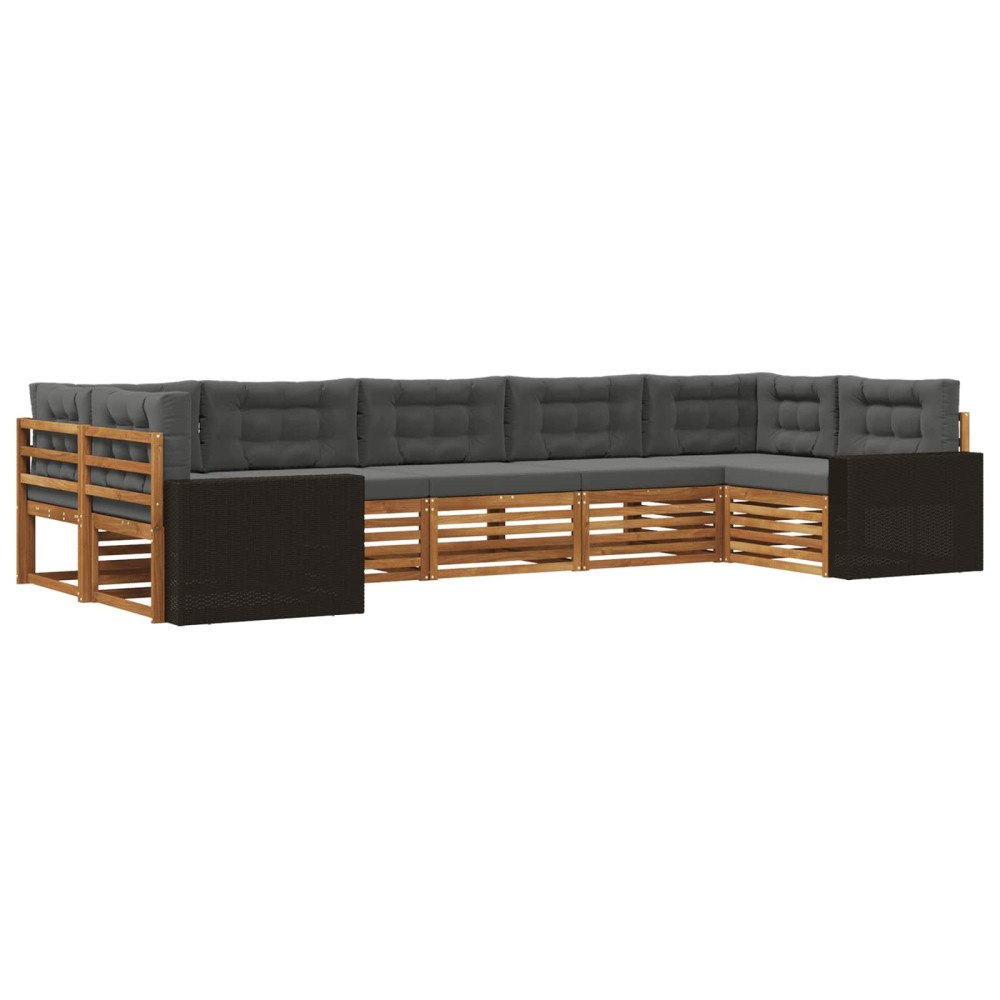 vidaXL Utomhussoffset med kudde 7 pcs Naturlig och Antracit
