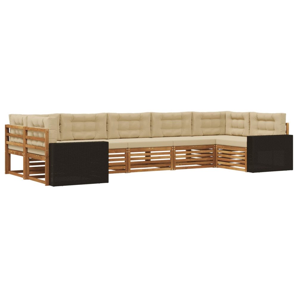 vidaXL Utomhussoffset 7 pcs Naturlig och Beige Massivt Akaciaträ
