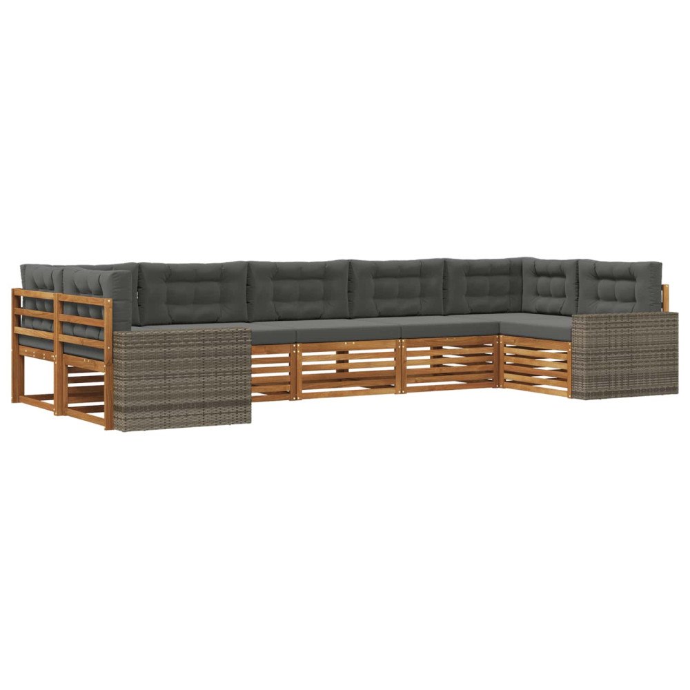 vidaXL Utomhussoffset med kudde 7 pcs Naturlig och Antracit
