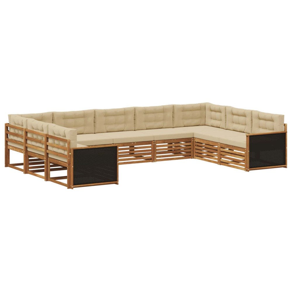 vidaXL Utomhussoffset 9 pcs Naturlig och Beige Massivt Akaciaträ