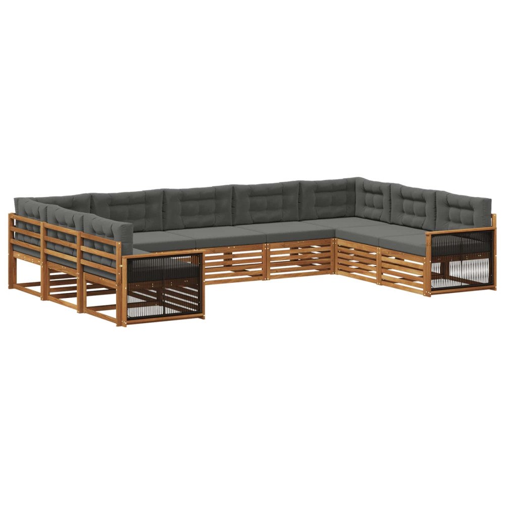 vidaXL Utomhussoffset 9 pcs Naturlig och Antracit Massivt Akaciaträ