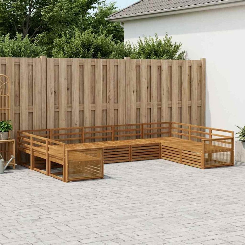 vidaXL Utomhussoffset 9 pcs Naturlig Massivt Akaciaträ