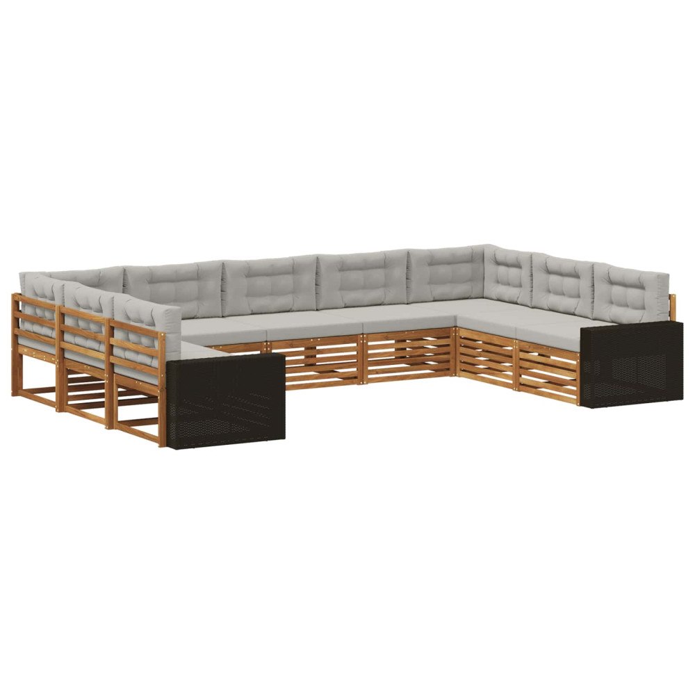 vidaXL Utomhussoffset 9 pcs Naturlig och ljusgrå Massivt Akaciaträ
