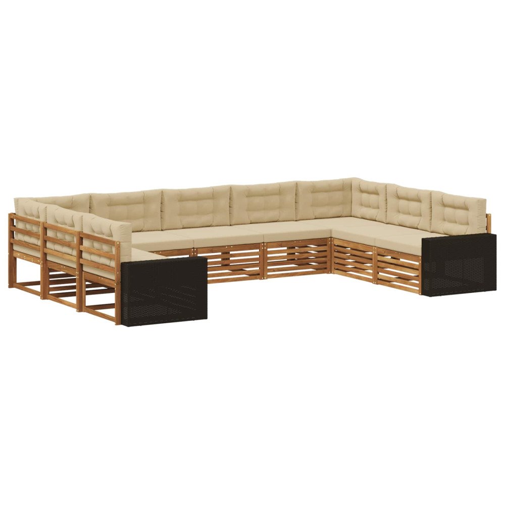 vidaXL Utomhussoffset 9 pcs Naturlig och Beige Massivt Akaciaträ