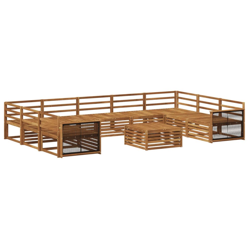 vidaXL Utomhussoffset 10 pcs Naturlig Massivt Akaciaträ