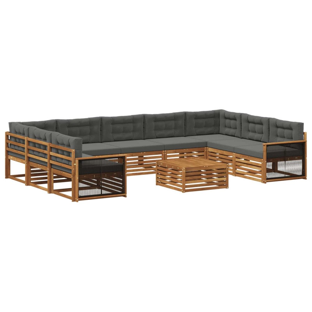 vidaXL Utomhussoffset 10 pcs Naturlig och Antracit Massivt Akaciaträ