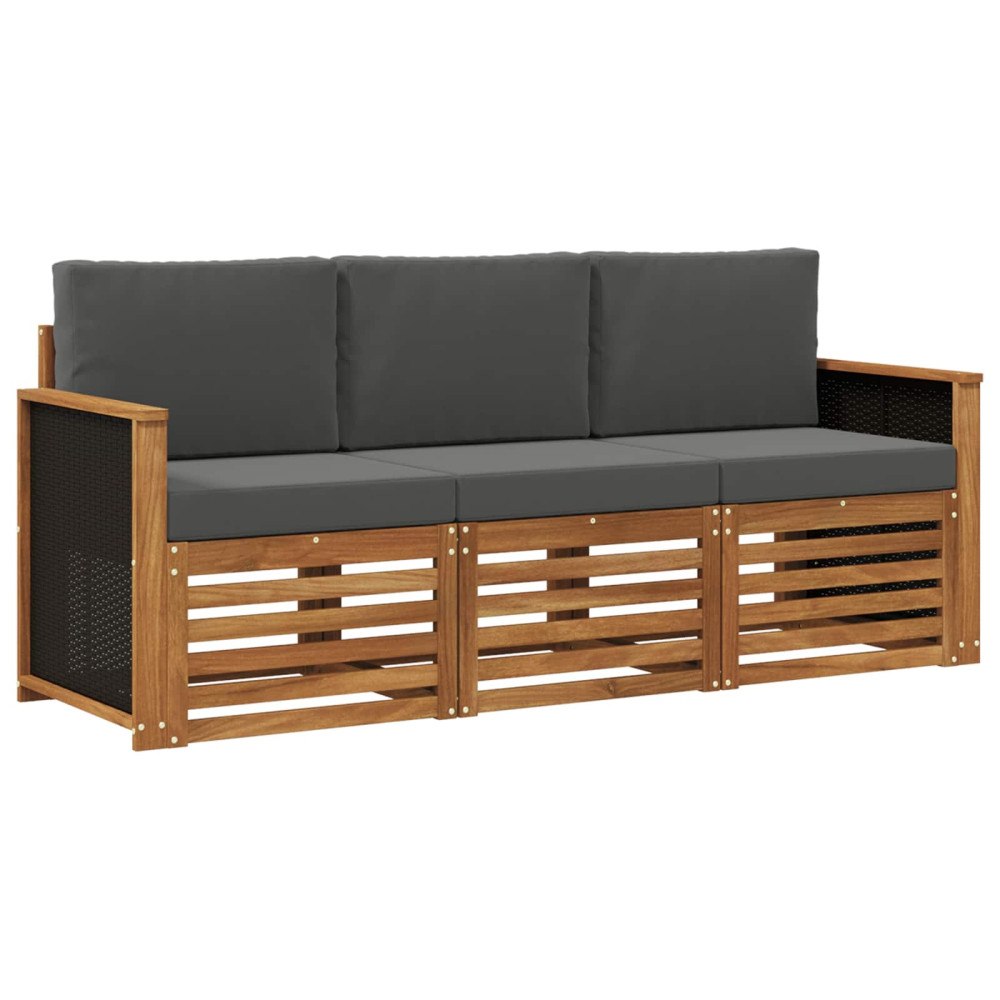 vidaXL Soffgrupper med kudde 3 pcs Massivt Akaciaträ