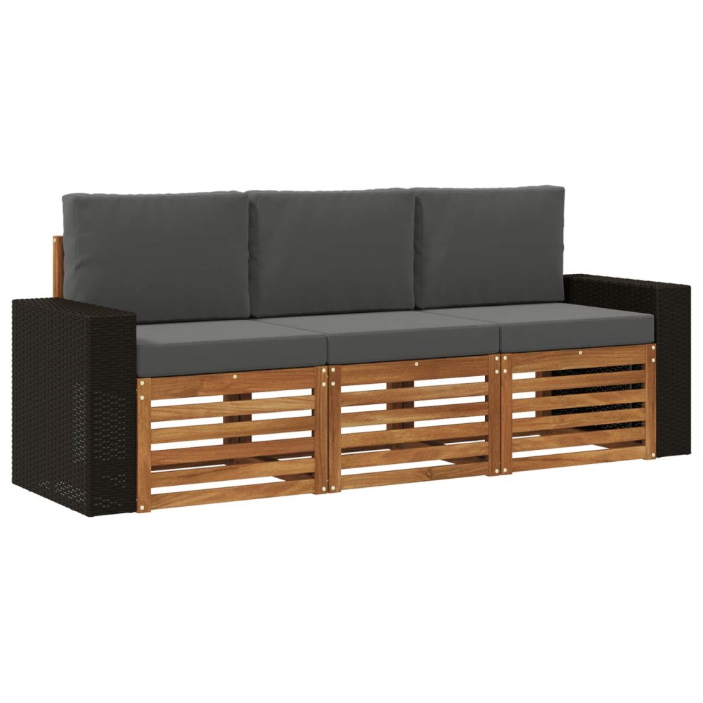 vidaXL Soffgrupper med kudde 3 pcs Massivt Akaciaträ