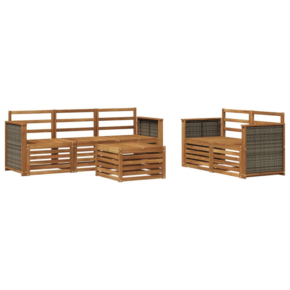 vidaXL Soffgrupper 6 pcs Massivt Akaciaträ