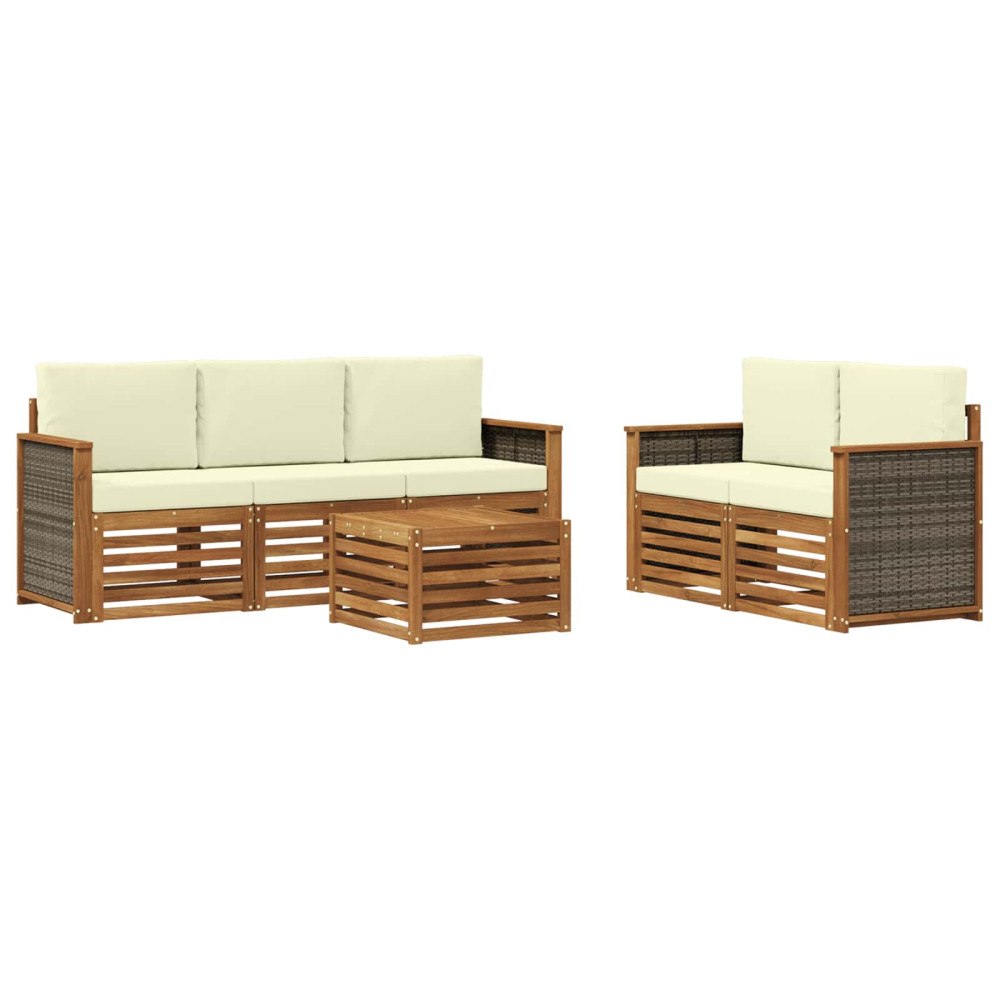 vidaXL Soffgrupper 6 pcs Massivt Akaciaträ