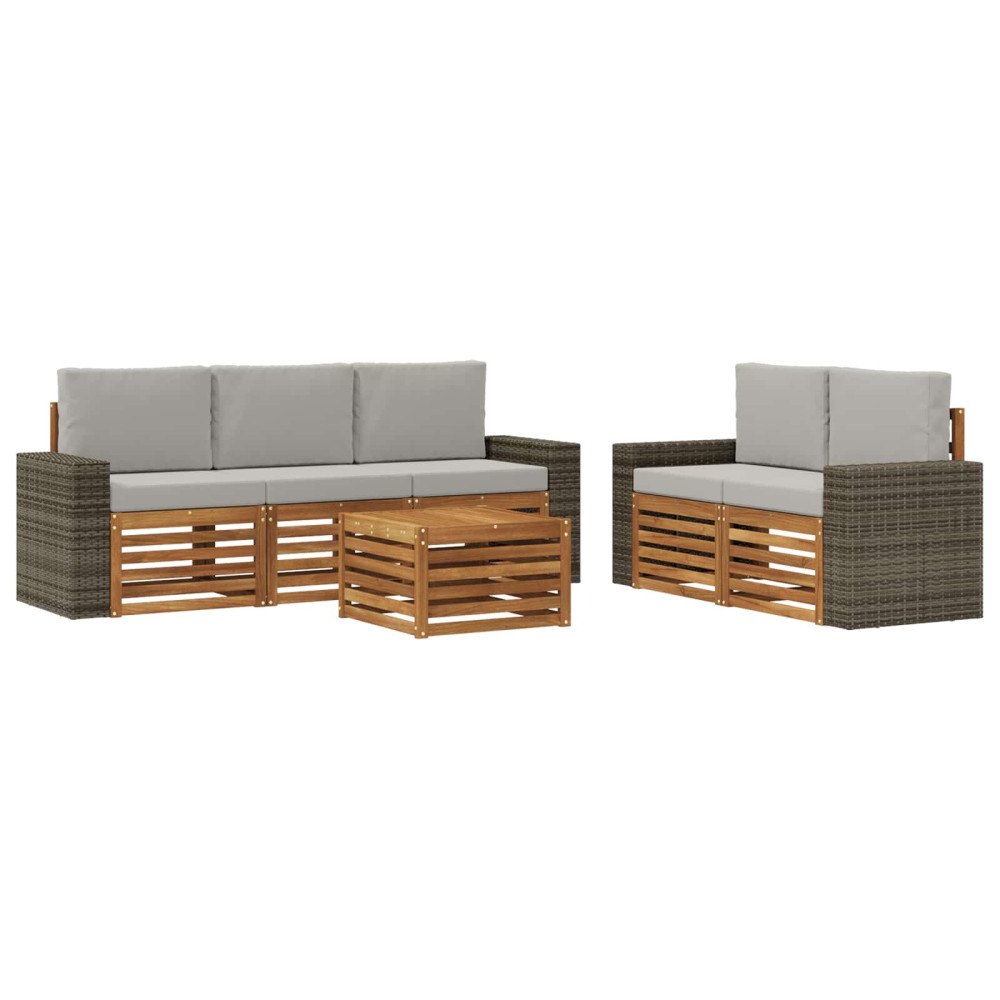 vidaXL Soffgrupper med kudde 6 pcs Massivt Akaciaträ