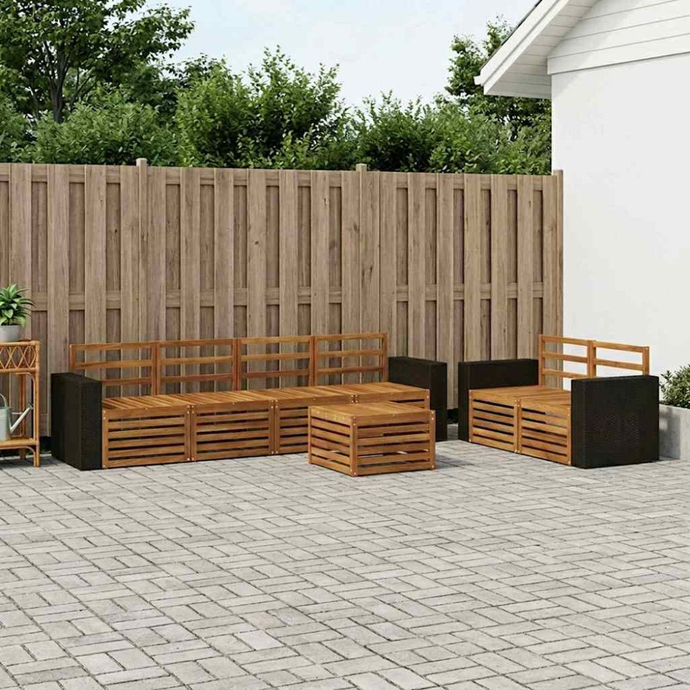 vidaXL Utomhussoffset 7 pcs Naturlig Massivt Akaciaträ