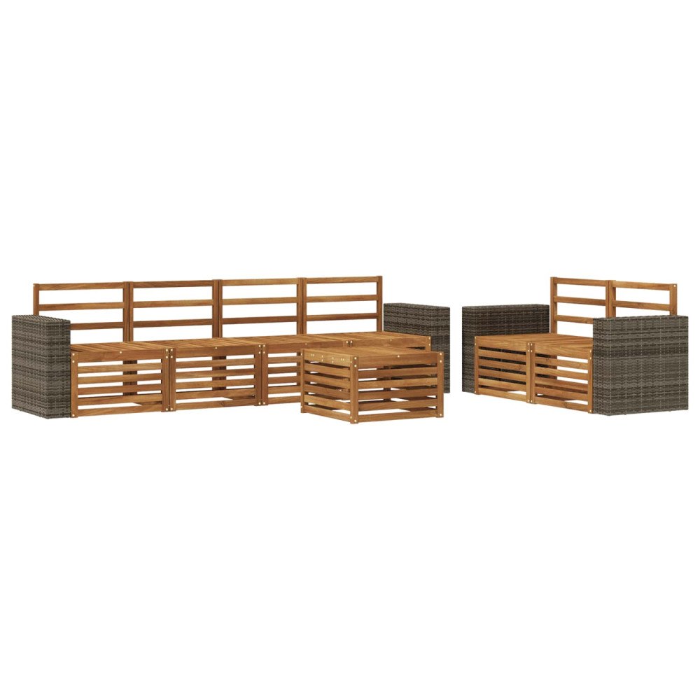 vidaXL Utomhussoffset 7 pcs Naturlig Massivt Akaciaträ