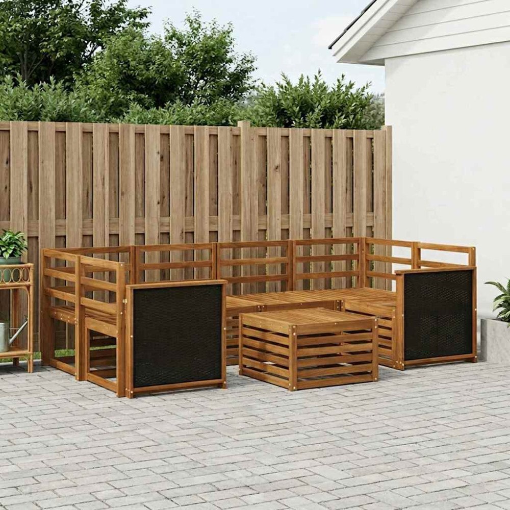 vidaXL Utomhussoffset 7 pcs Naturlig Massivt Akaciaträ