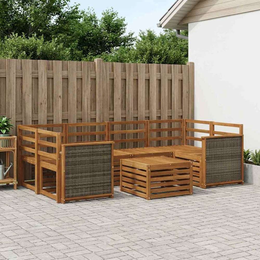 vidaXL Utomhussoffset 7 pcs Naturlig Massivt Akaciaträ
