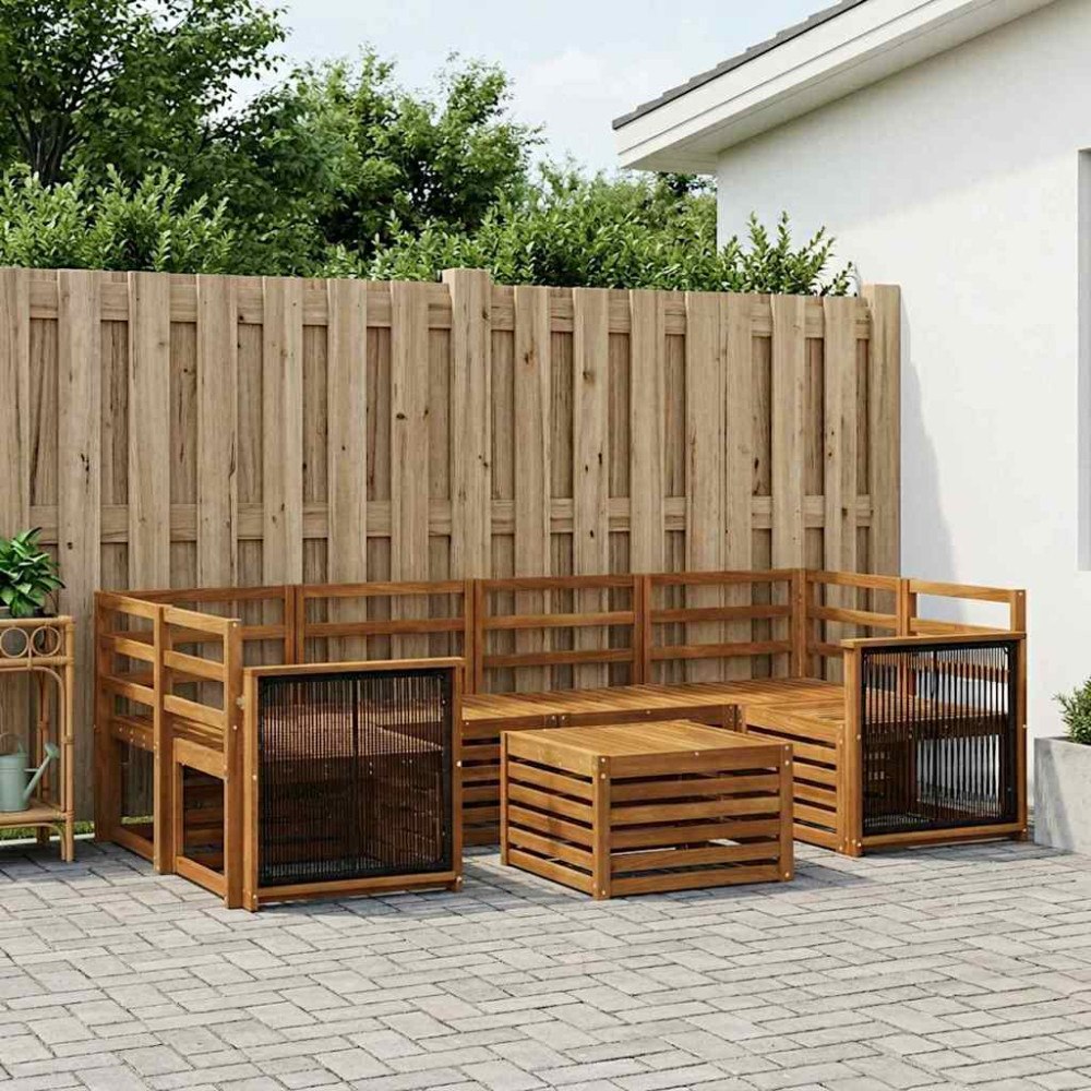 vidaXL Utomhussoffset 7 pcs Naturlig Massivt Akaciaträ