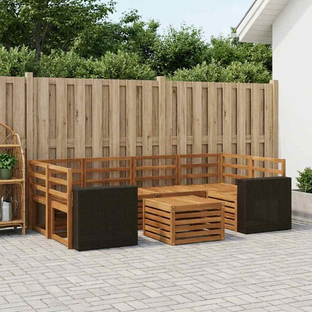 vidaXL Utomhussoffset 7 pcs Naturlig Massivt Akaciaträ